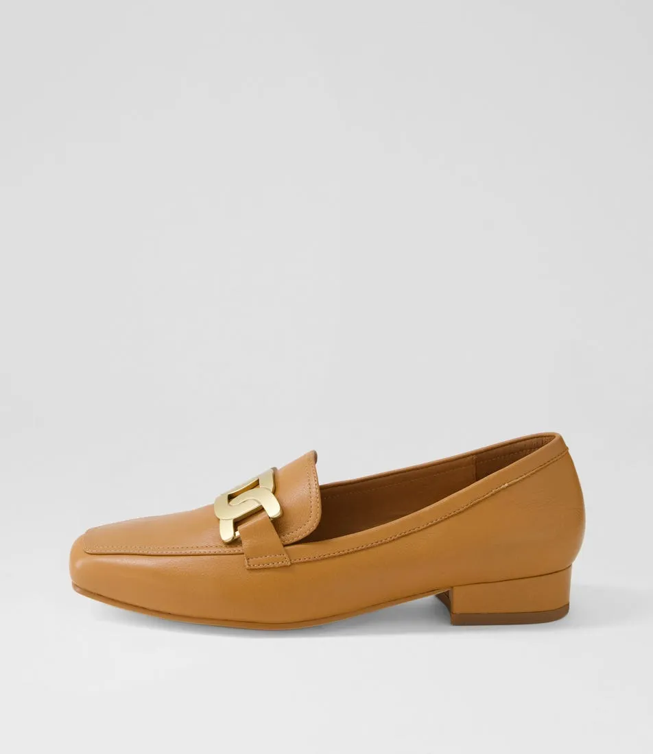 DJANGO & JULIETTE Belford Dark Tan Leather Heels