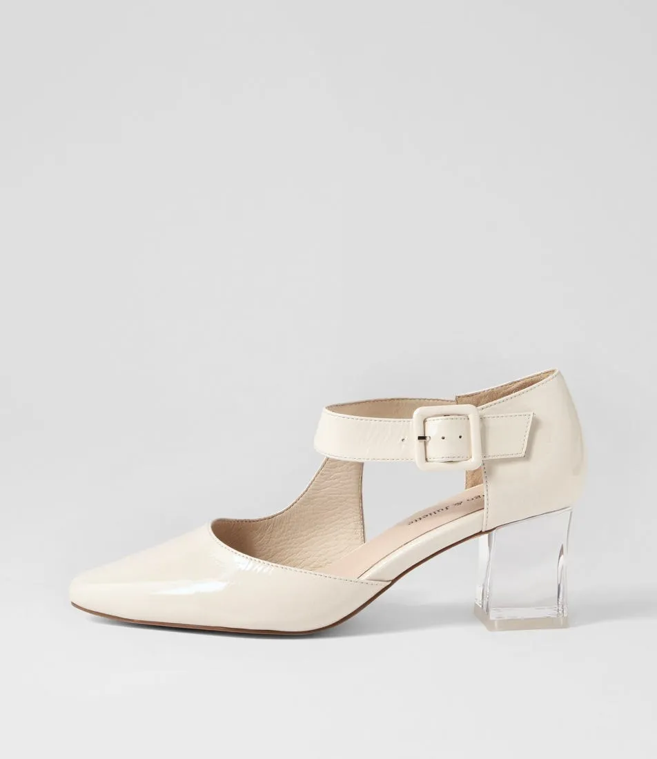 DJANGO & JULIETTE Happie Ivory Patent Leather Heels