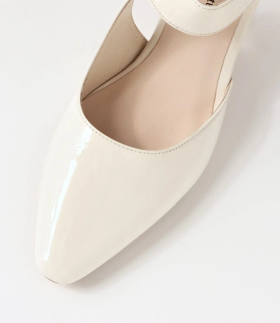 DJANGO & JULIETTE Happie Ivory Patent Leather Heels