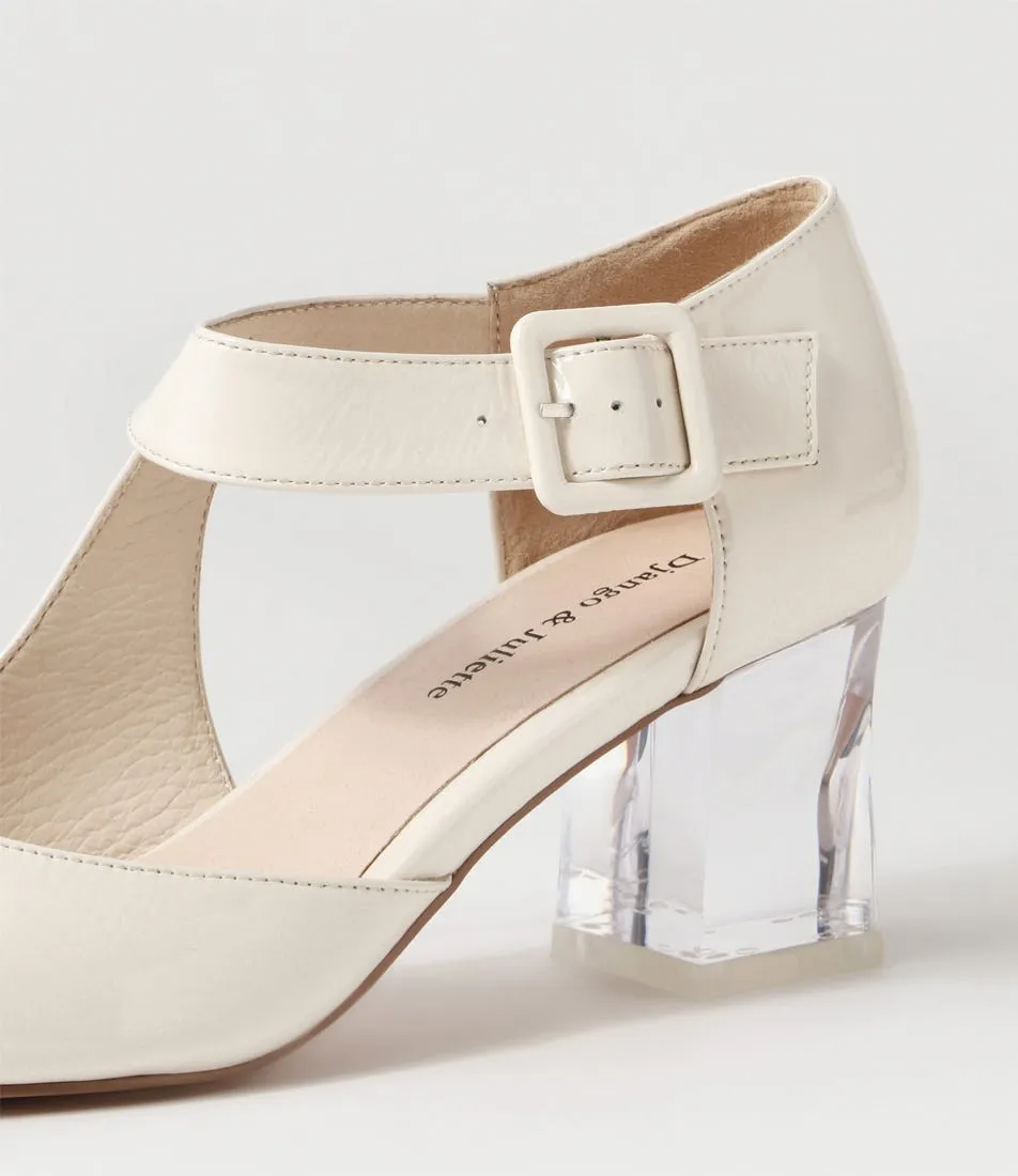 DJANGO & JULIETTE Happie Ivory Patent Leather Heels