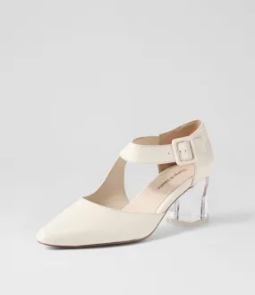 DJANGO & JULIETTE Happie Ivory Patent Leather Heels