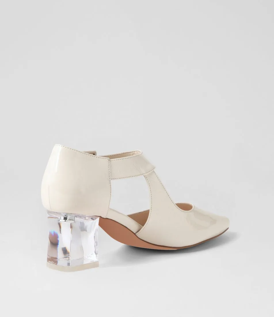 DJANGO & JULIETTE Happie Ivory Patent Leather Heels