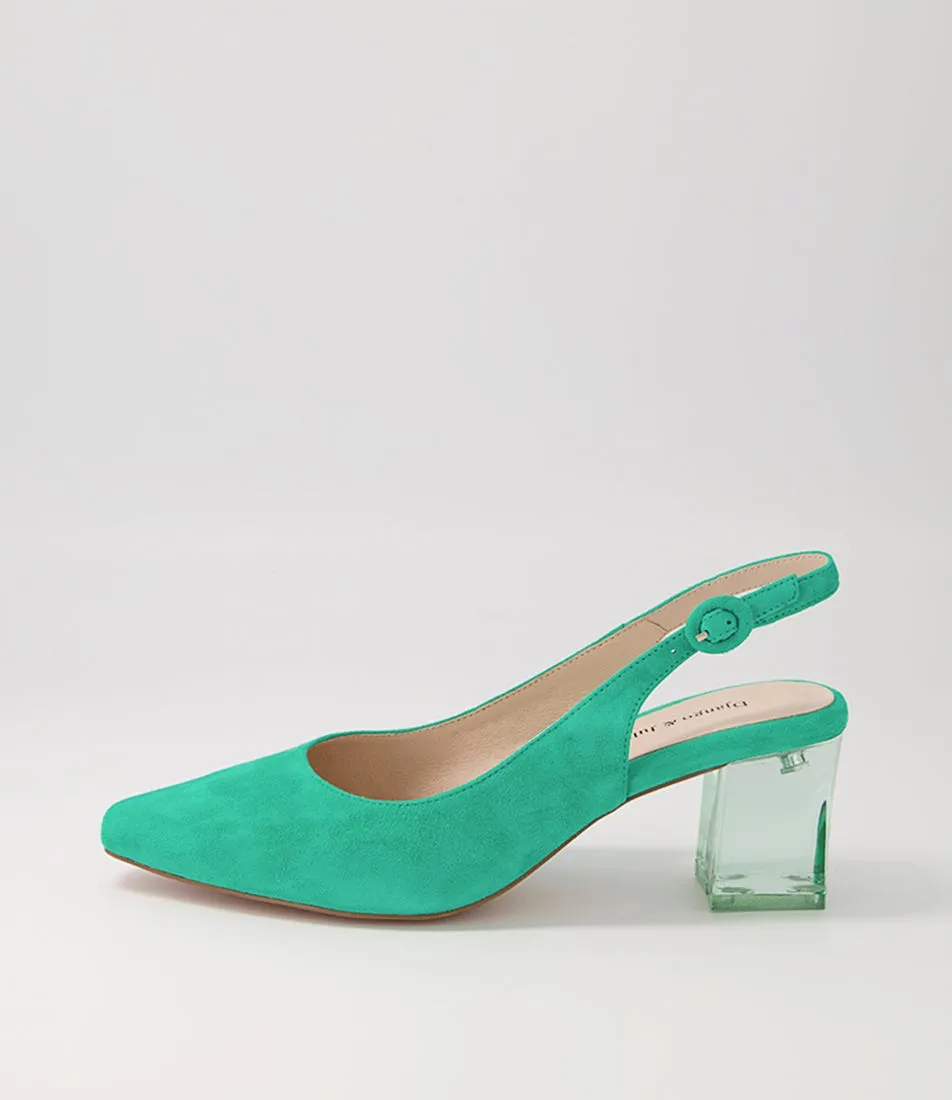 DJANGO & JULIETTE Hinnis Light Emerald Suede Heels