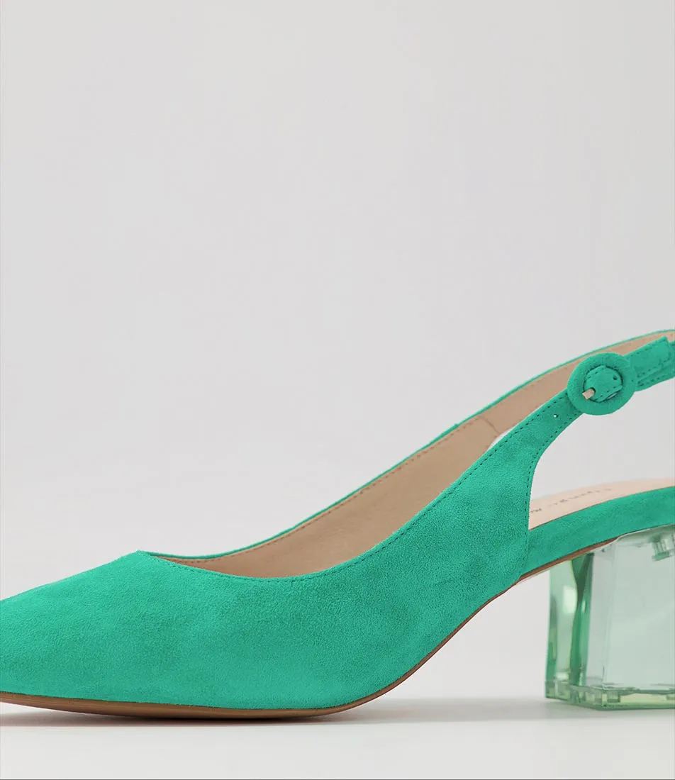 DJANGO & JULIETTE Hinnis Light Emerald Suede Heels