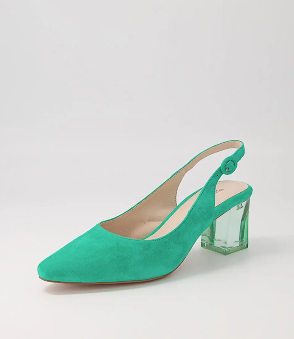 DJANGO & JULIETTE Hinnis Light Emerald Suede Heels