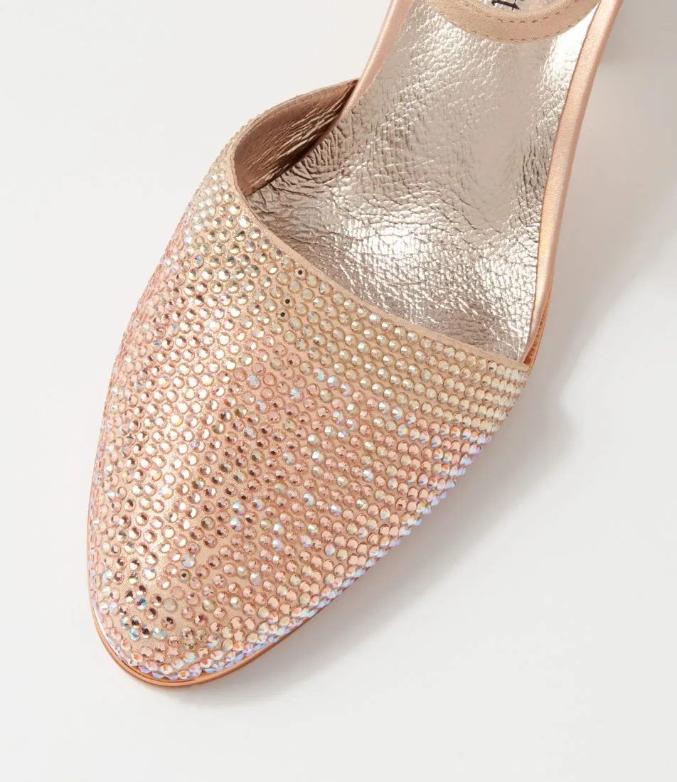 DJANGO & JULIETTE Keeka Rose Gold Petrol Leather Mary Jane Heels