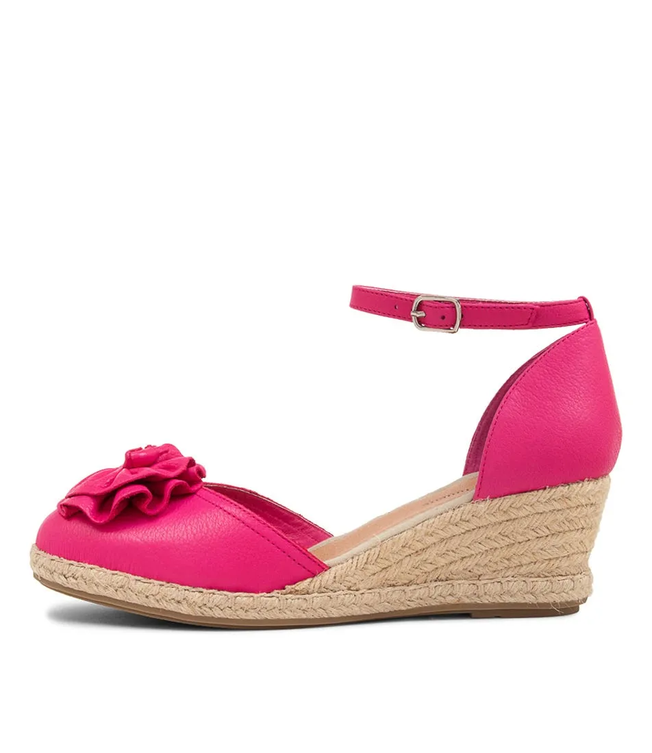 Fuchsia Natural Rope Leather Wedges