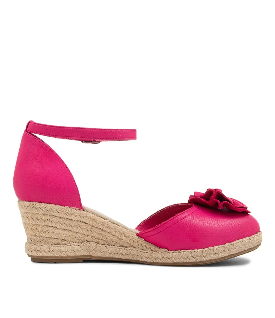 Fuchsia Natural Rope Leather Wedges