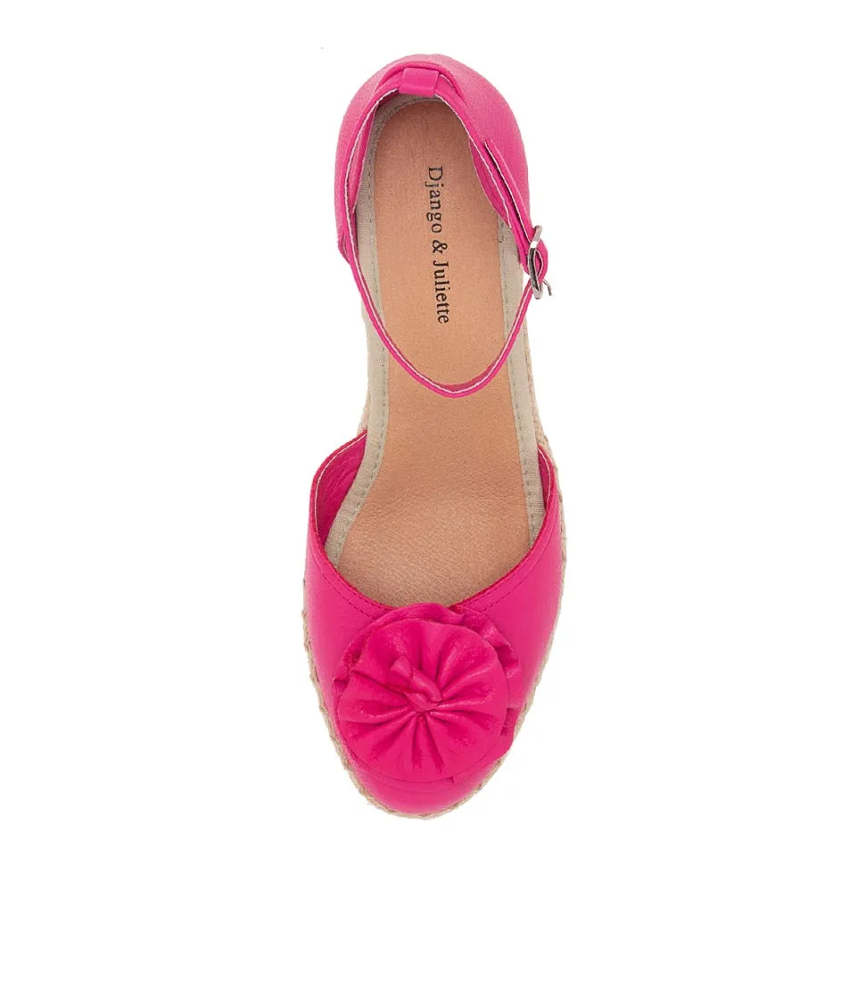 Fuchsia Natural Rope Leather Wedges