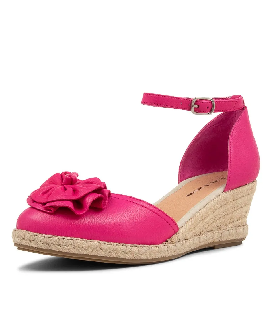 Fuchsia Natural Rope Leather Wedges