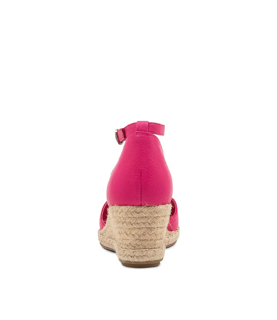 Fuchsia Natural Rope Leather Wedges