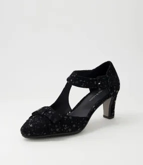 DJANGO & JULIETTE Tunis Black Sparkle Suede Mary Jane Heels