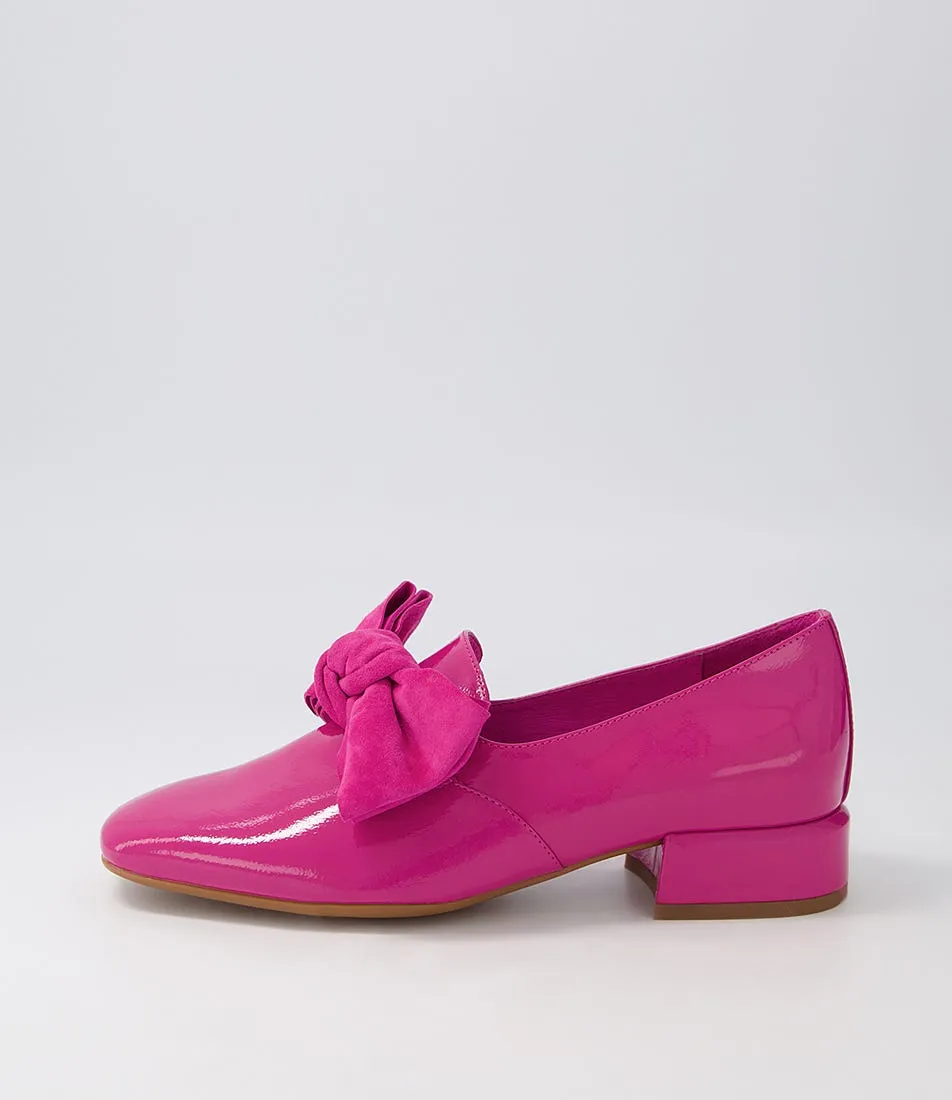 DJANGO & JULIETTE Varva Fuchsia Patent Suede Heels