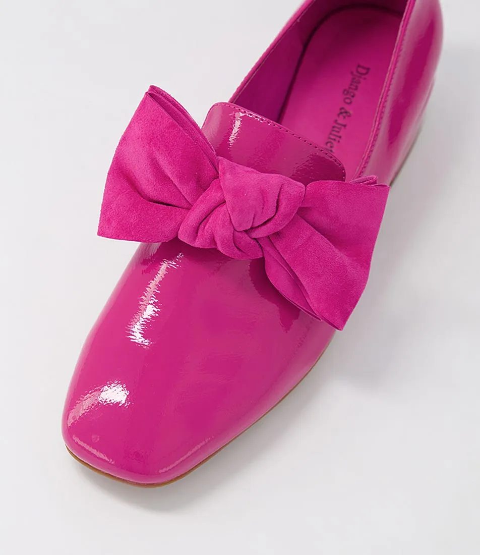 DJANGO & JULIETTE Varva Fuchsia Patent Suede Heels