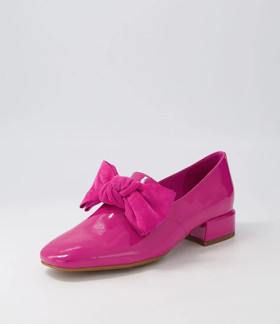 DJANGO & JULIETTE Varva Fuchsia Patent Suede Heels