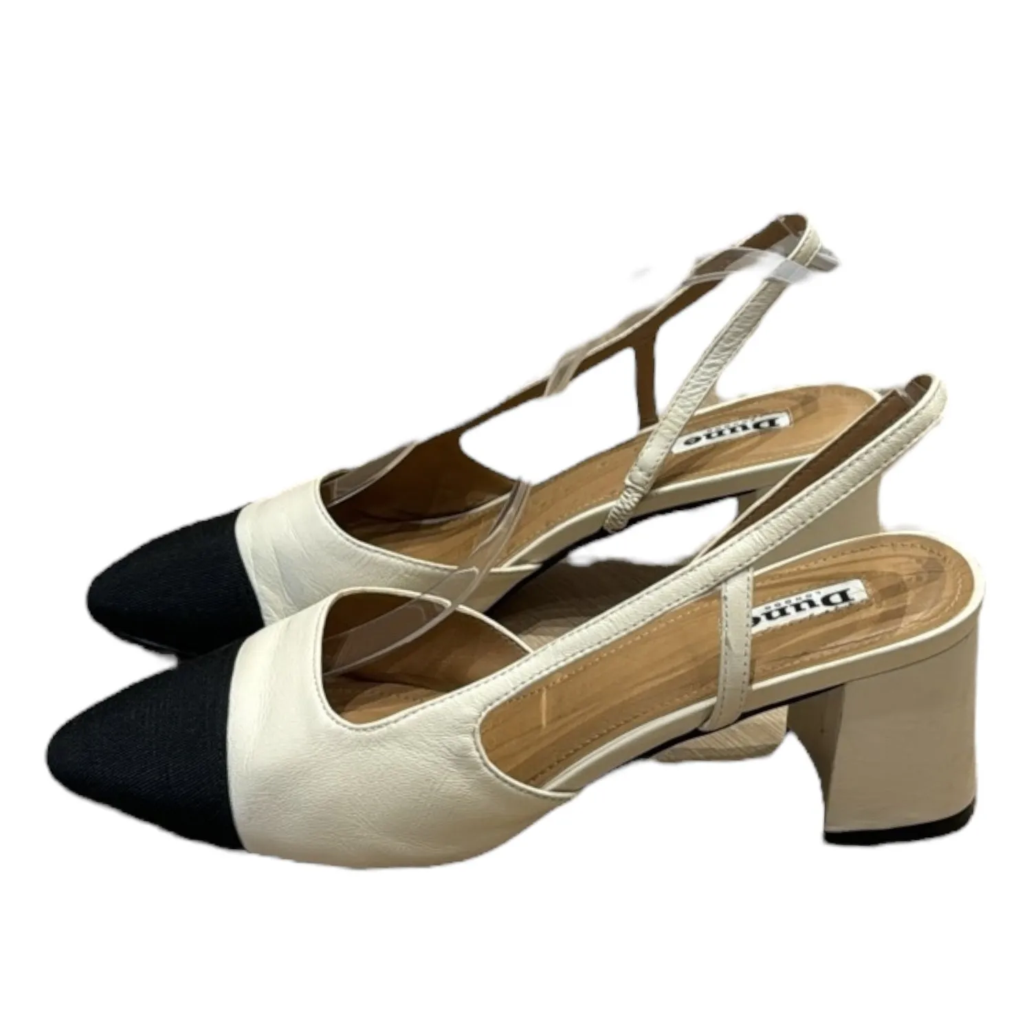 Dune Cream and Black Slingback Low Heels - 6