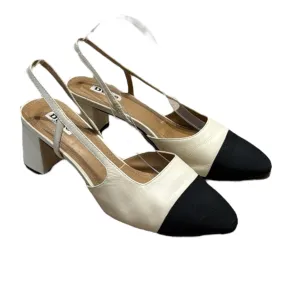 Dune Cream and Black Slingback Low Heels - 6