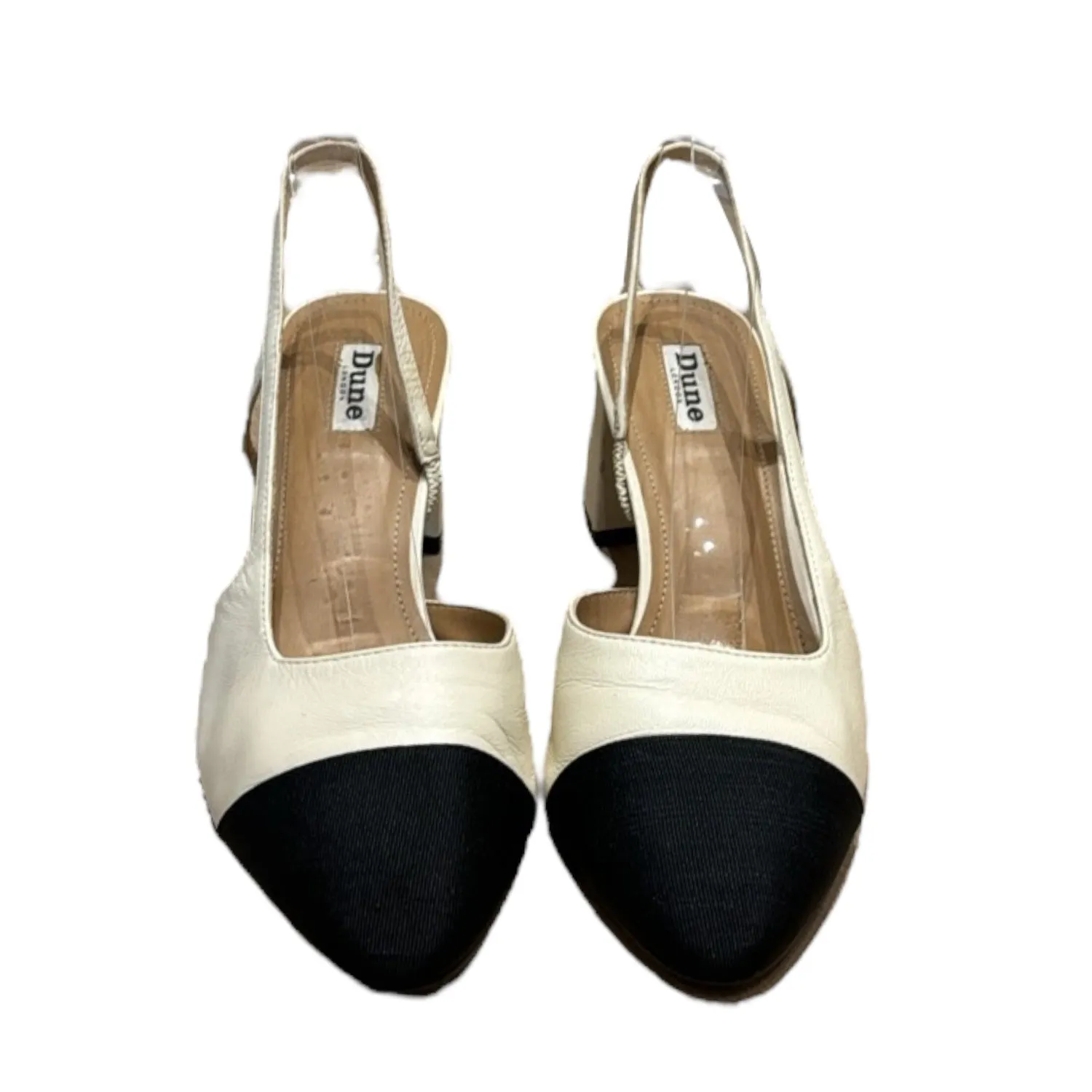 Dune Cream and Black Slingback Low Heels - 6