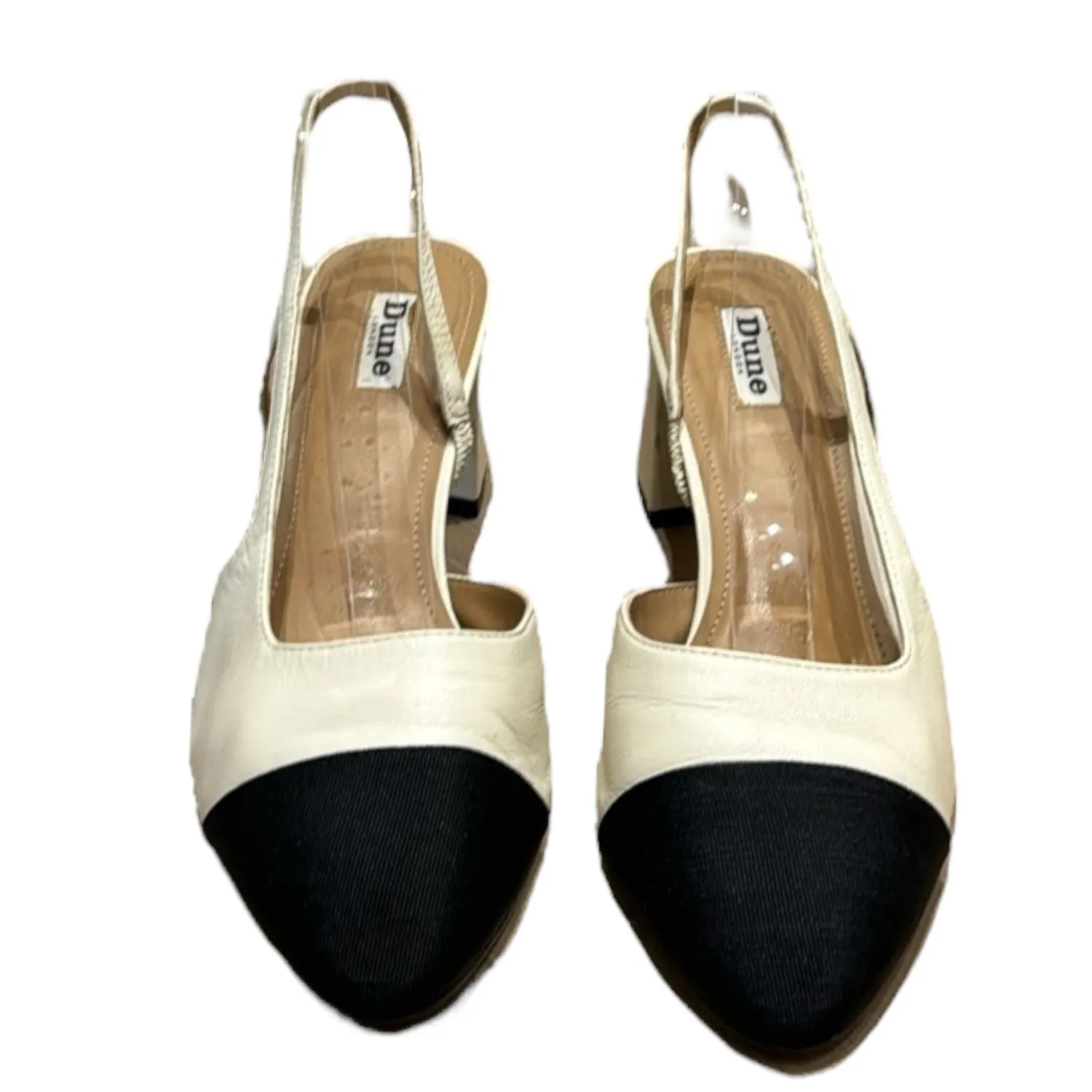 Dune Cream and Black Slingback Low Heels - 6