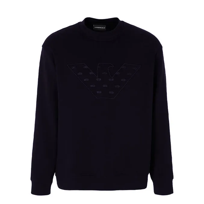 EAGLE EMBROIDERY Sweatshirt Navy Blue Casual Wear