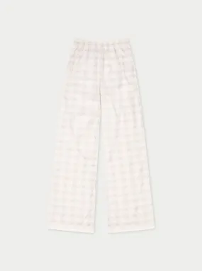 EMBLEM PRINT WIDE LEG TROUSERS - BEIGE