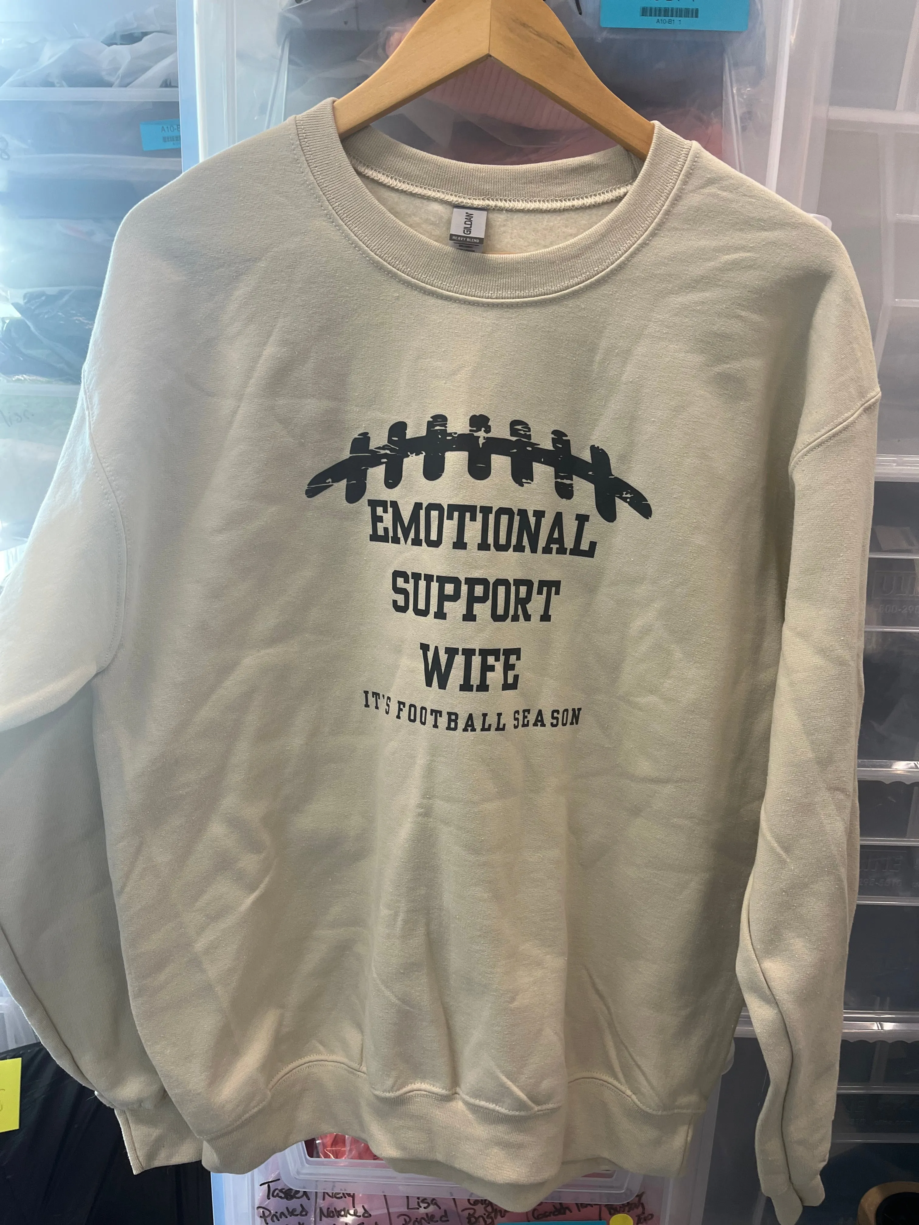 Sweatshirt with Emotional Support Wife Print