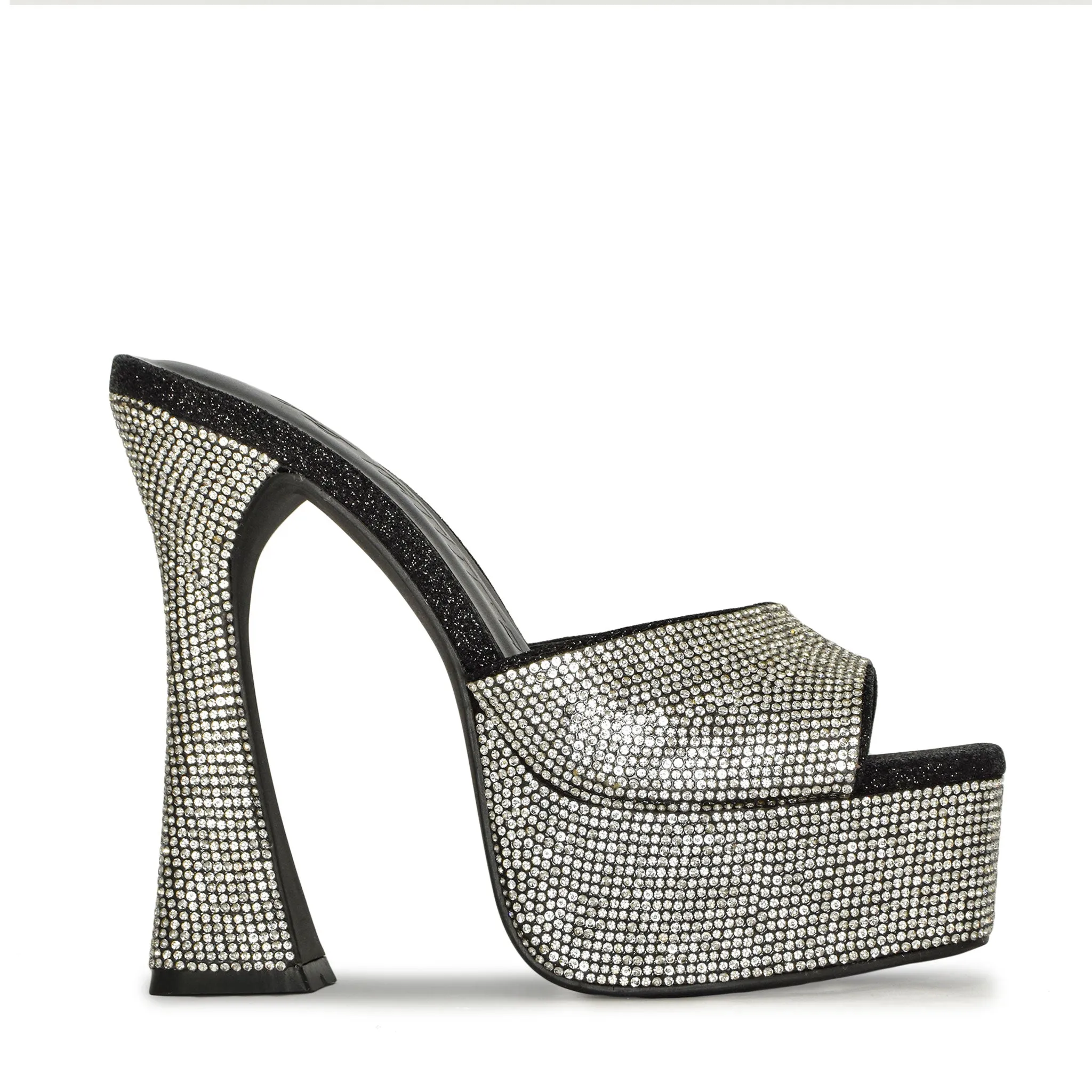 ENVY-14 Rhinestone Square Toe Structural High Heel Mules