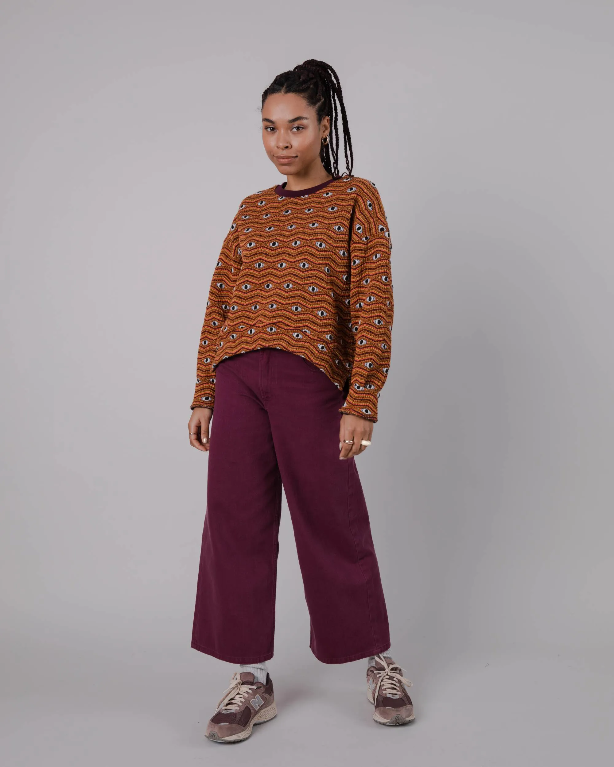 Eyes Jacquard Rounded Sweatshirt Orange