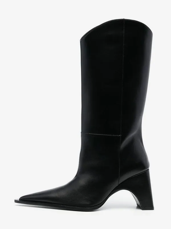 Fashionable Knee-High Boots with Designed Heel and Pointed Toe