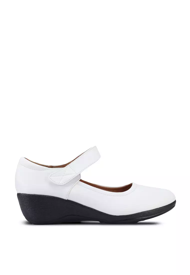 Stylish Faux Leather Mary Wedge Shoes