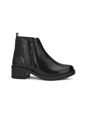 FENTACIA Women Black Double Zip Solid Boots