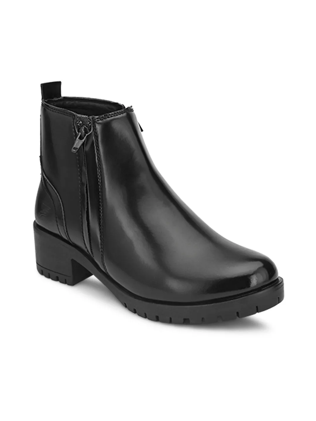 FENTACIA Women Black Double Zip Solid Boots