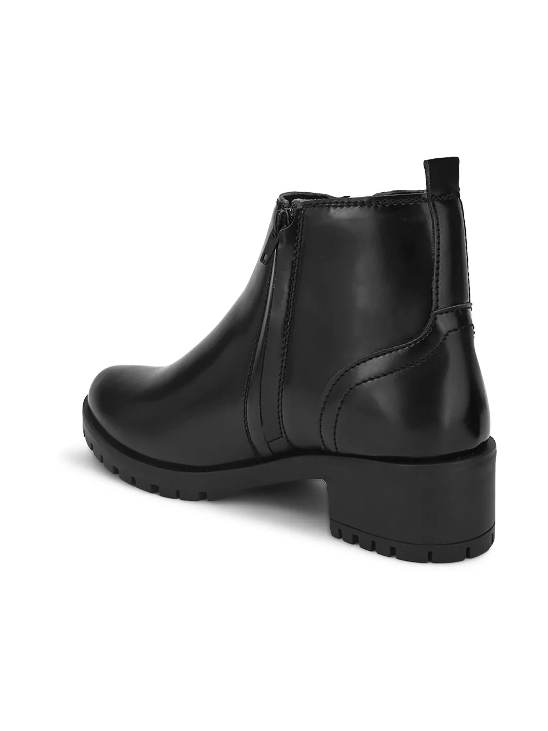 FENTACIA Women Black Double Zip Solid Boots