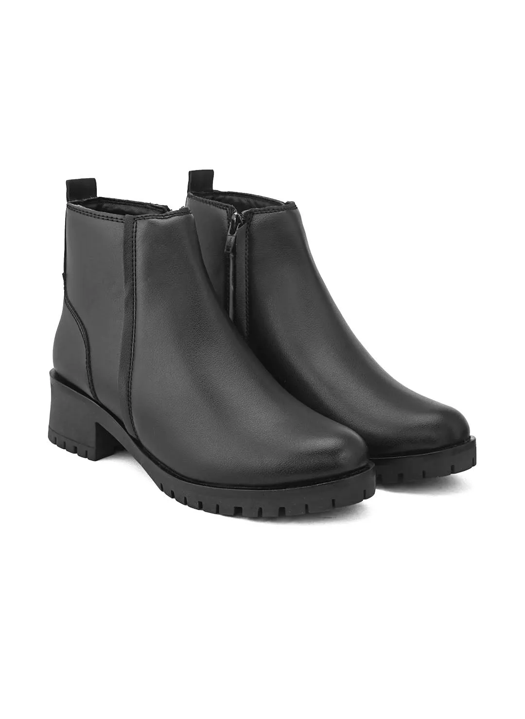 FENTACIA Women Black Solid Zipper Boots