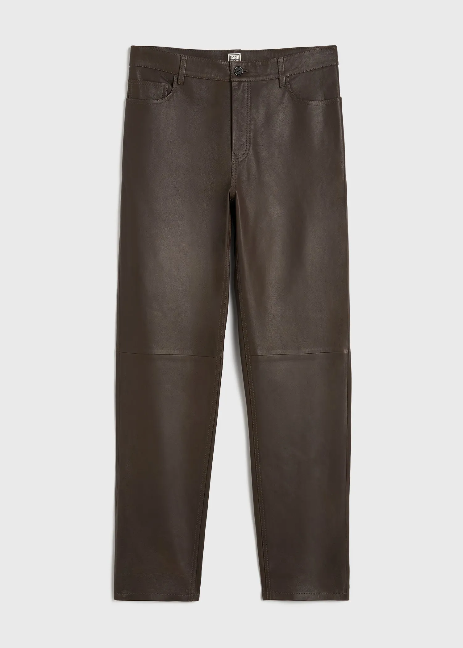 Five-pocket leather trousers bark