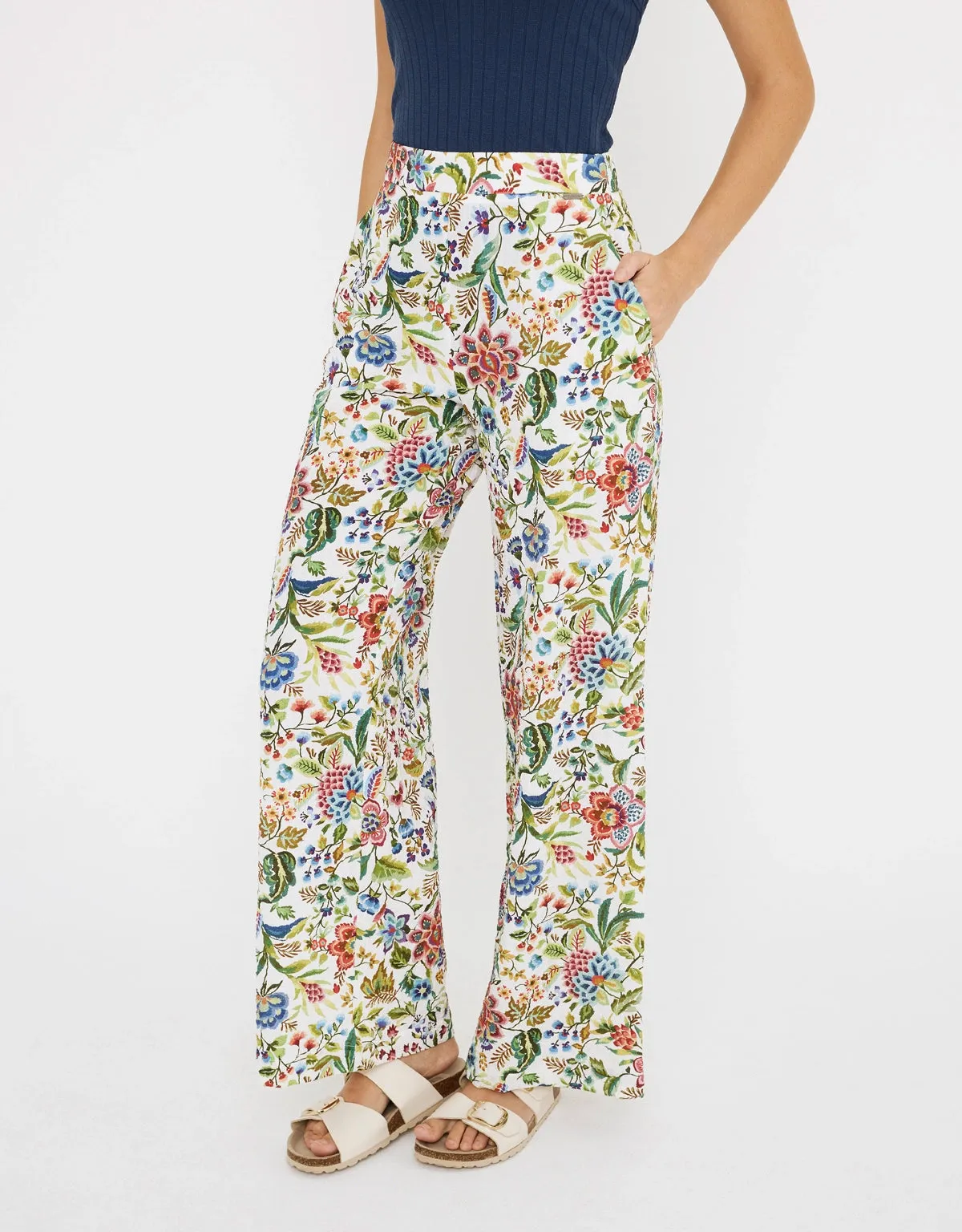 Floral Print Long Trousers - Astrolyn