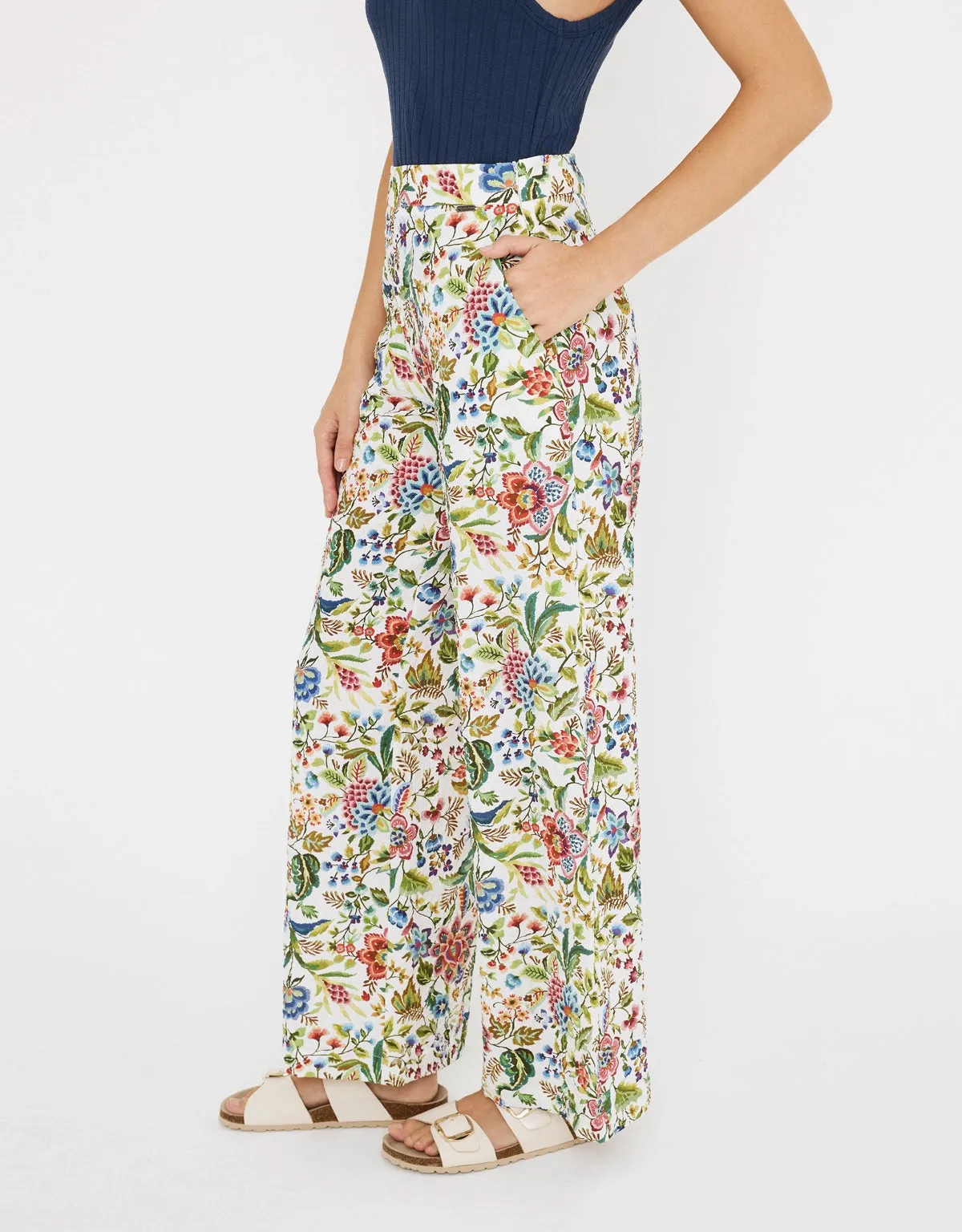 Floral Print Long Trousers - Astrolyn