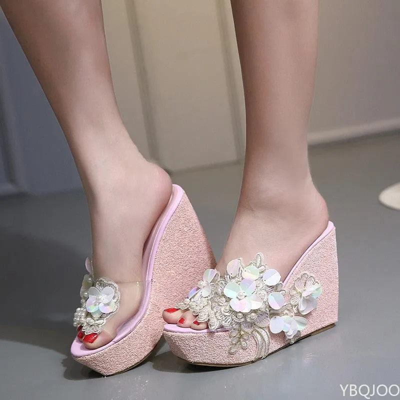 Floral Wedge Sandal Shoes