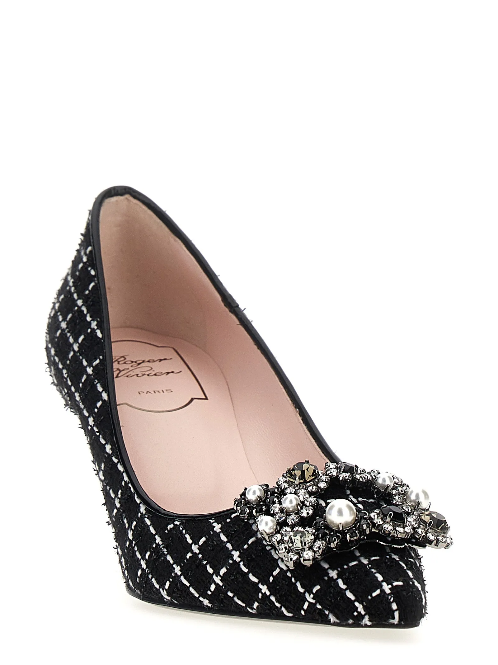 Flower Strass Pearl Pumps White/Black