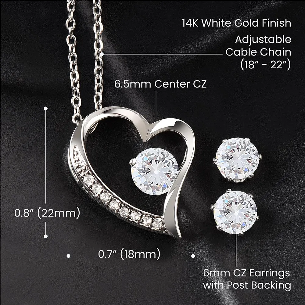 Forever Love Necklace + CZ Earring Set