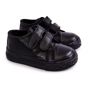 FR1 Children's Leather Sneakers Sneakers With Velcro Black Foster