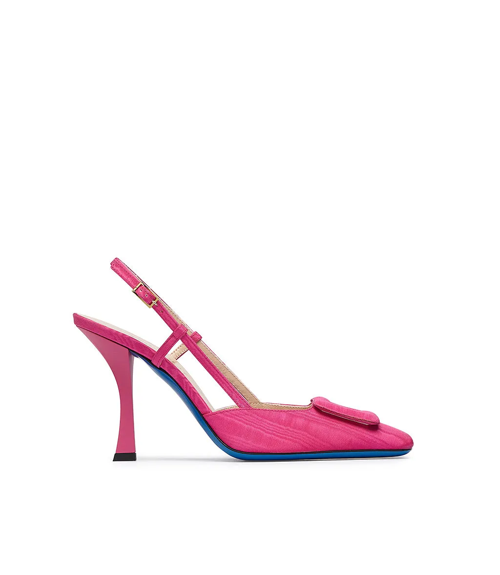 Fuchsia moiré shoes: slingback pumps