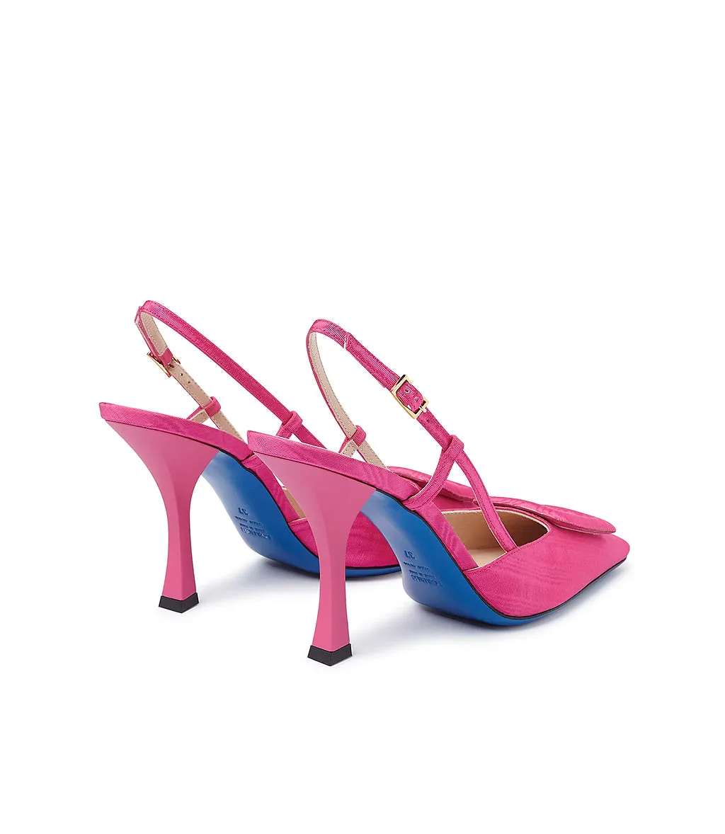 Fuchsia moiré shoes: slingback pumps