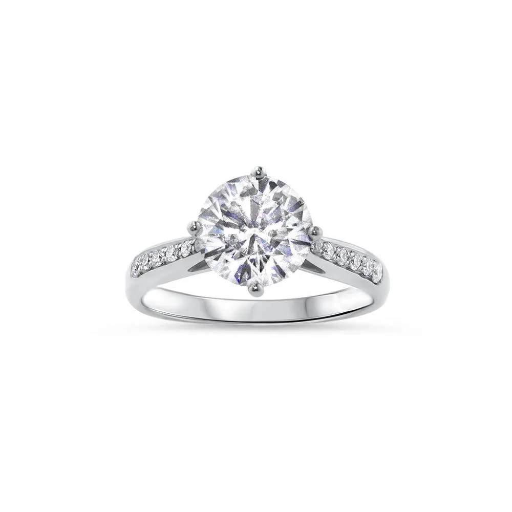 Gemorie “Paris” 2ctw Moissanite Solitaire 18k Channel Set Engagement Ring 