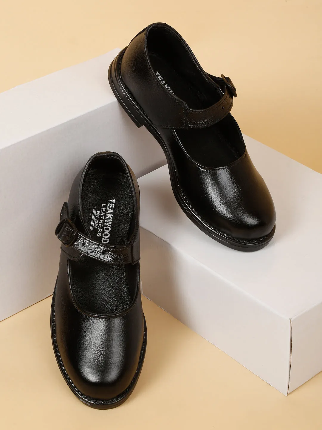 Girls Black Leather school Shoes - Clearance sale