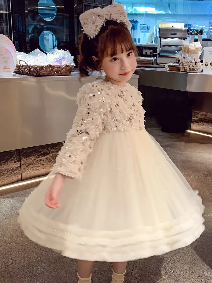 Girls Dress Autumn 2023 New Style Children's Mesh Princess Dress Little Girl Internet Celebrity Tassel Dress Dress