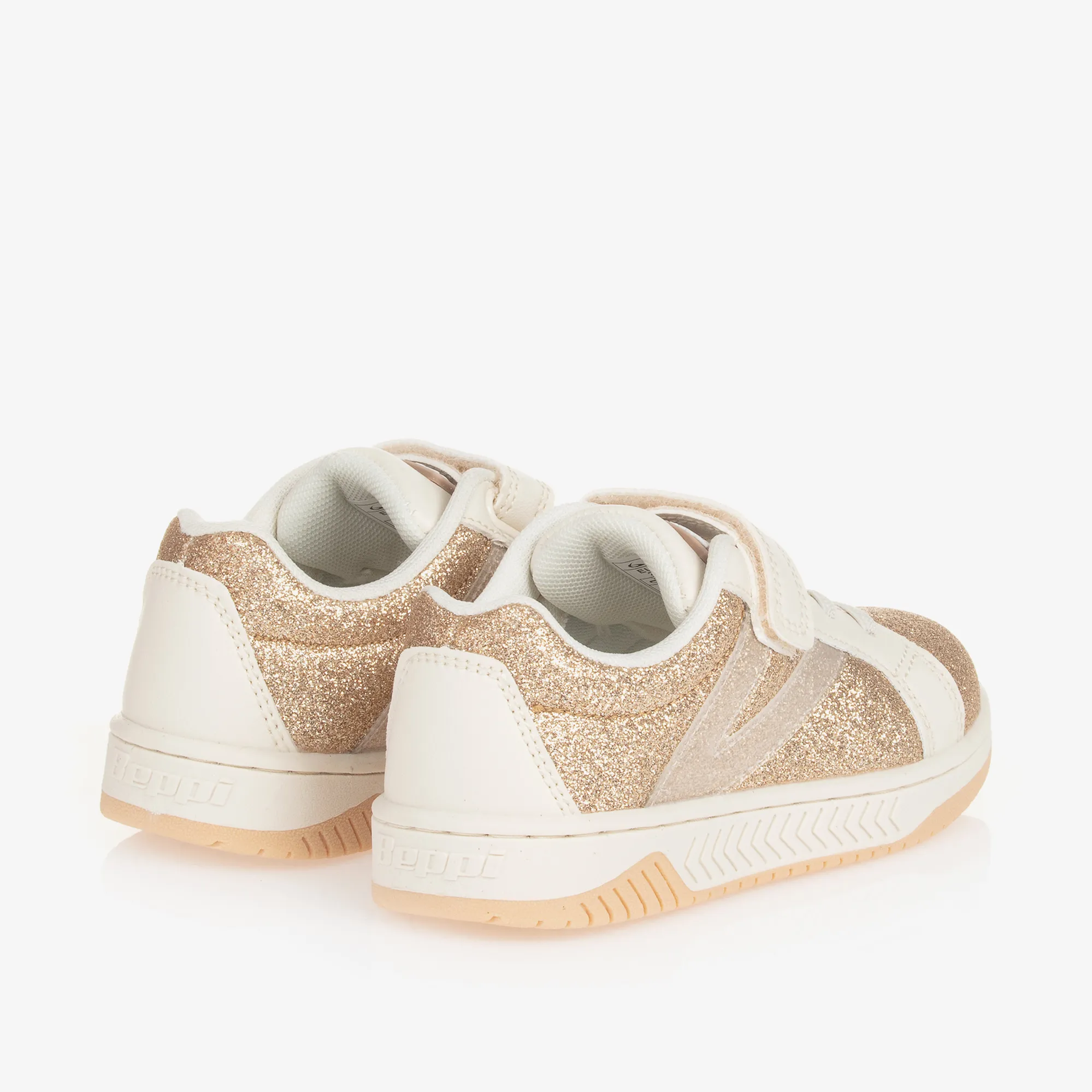 Girls Glittery Gold Velcro Trainers