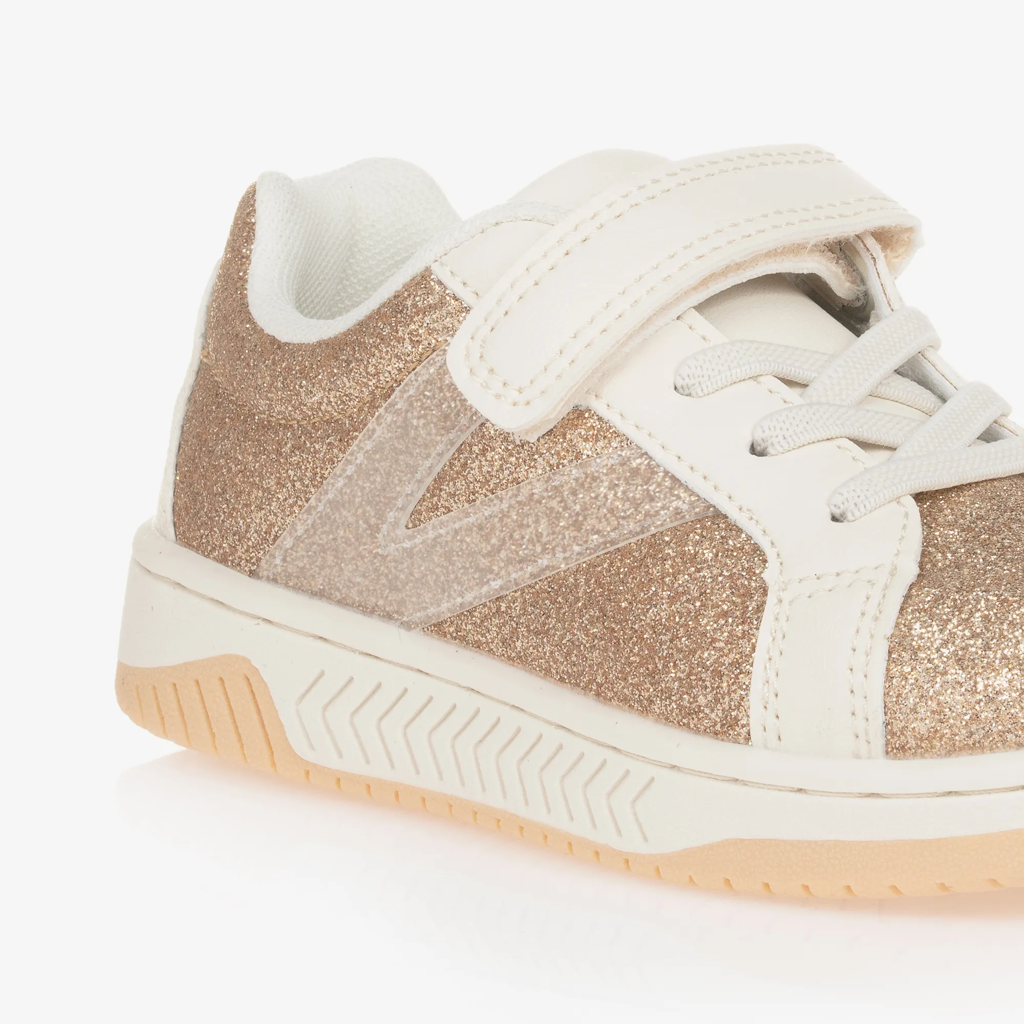 Girls Glittery Gold Velcro Trainers