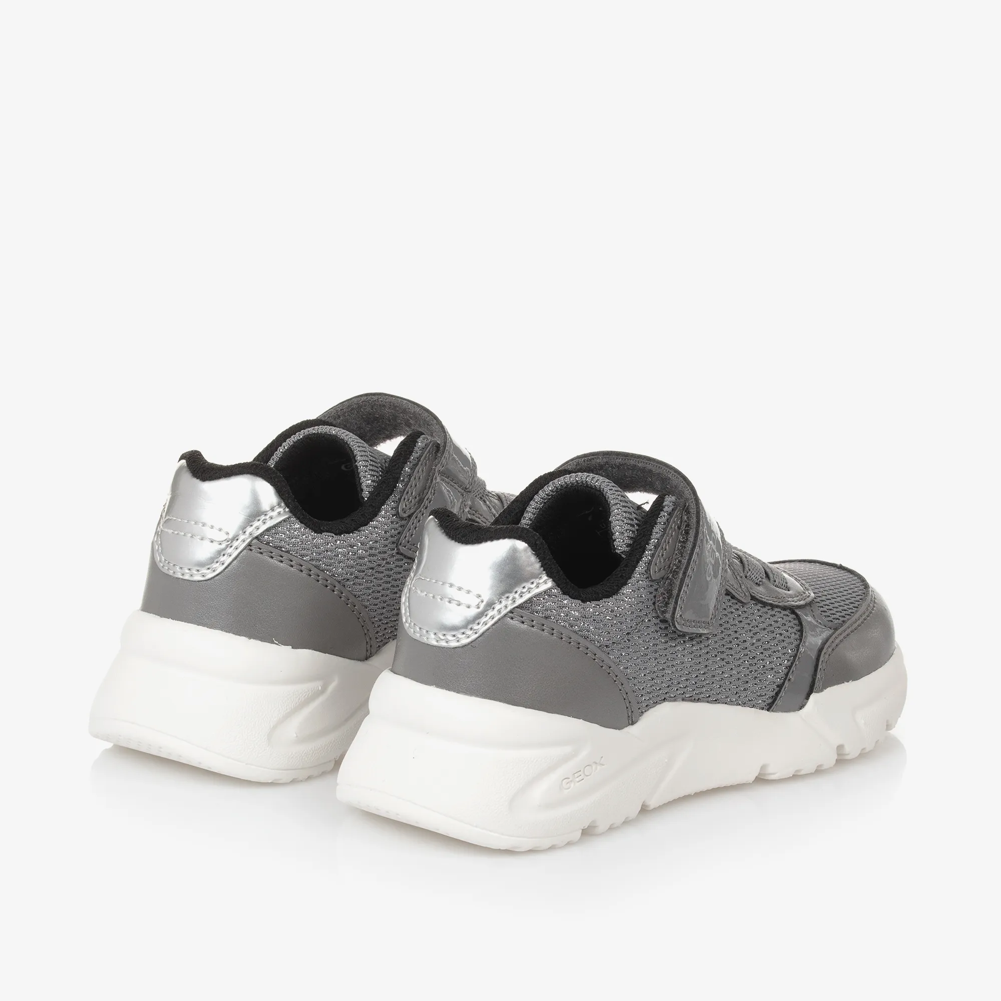 Girls Glittery Grey Velcro Trainers