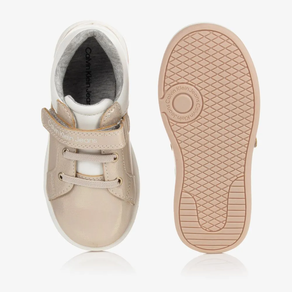 Girls Gold Velcro Trainers